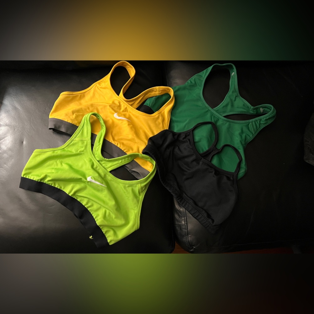 FOUR exercise bras:  featuring Nike & Champion, all deliver excellent support